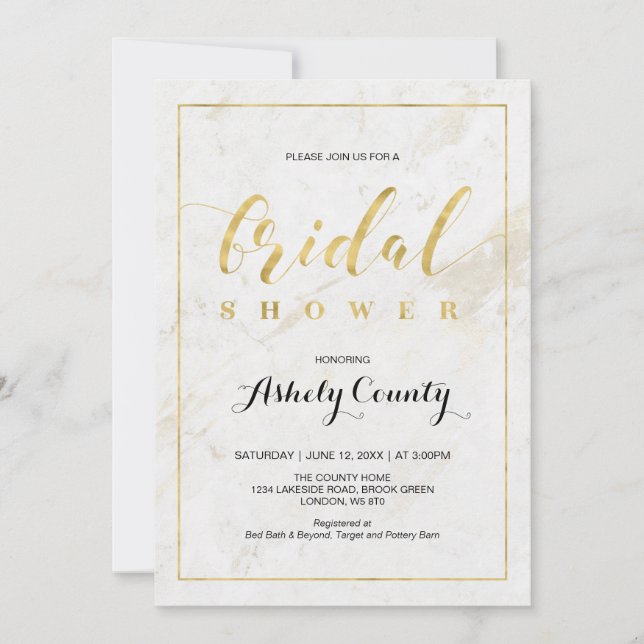 Marble | Simple Modern Typography Bridal Shower Invitation (Front)