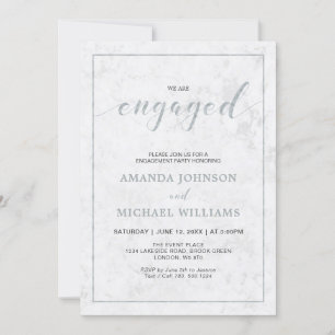 Marble Simple Modern Typography Engagement Party Invitation