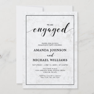 Marble   Simple Modern Typography Engagement Party Invitation