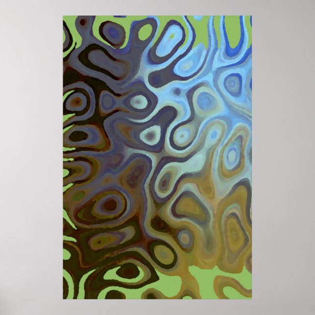 Marble Slick Metallic Blue Green Poster (Front)