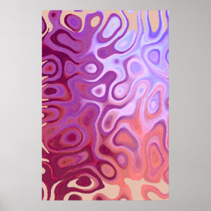 Marble Slick Metallic Burgundy Beige Poster