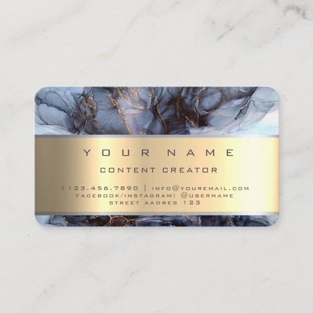  Marble Social Media Manager Content Creator Business Card (Front)