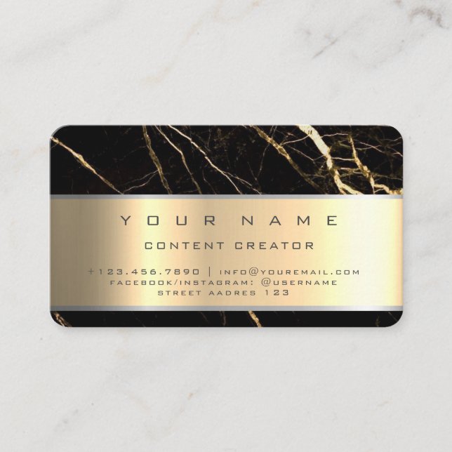  Marble Social Media Manager Content Creator Business Card (Front)