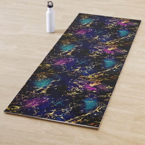 Marble Splashed Paint Gold Pink Blue Green Purple Yoga Mat