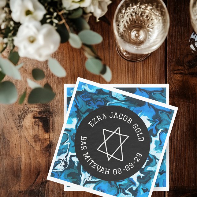 Marble Star of David Custom B'nai Bat Bar Mitzvah  Napkins (Marble Star of David Custom B'nai Bat Bar Mitzvah Napkins
)