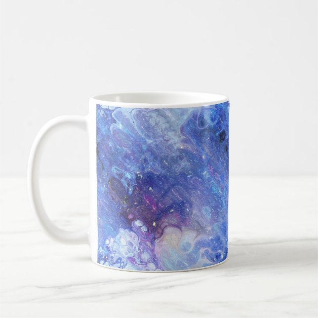 MARBLE STARRY NEBULA SKY BLUE COFFEE MUG (Left)
