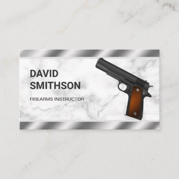 Marble Steel Pistol Gun Shop Gunsmith Firearms Business Card by ShabzDesigns at Zazzle