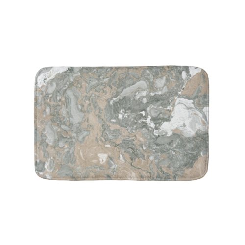 Marble Stone Abstract Creamy Beige Ivory Gray Bath Mat