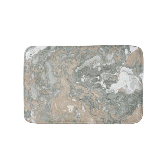 Marble Stone Abstract Creamy Beige Ivory Gray Bath Mat (Front)