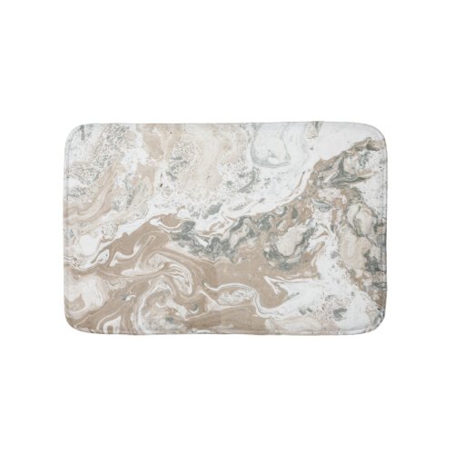 Marble Stone Abstract Creamy Beige Ivory Gray Bathroom Mat