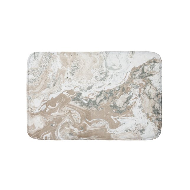 Marble Stone Abstract Creamy Beige Ivory Gray Bathroom Mat (Front)