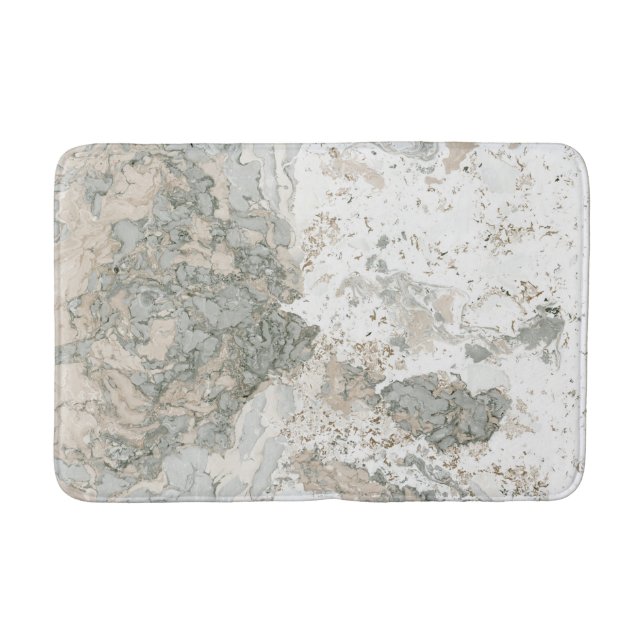 Marble Stone Abstract Creamy Mint Cali Gray Bath Mat (Front)