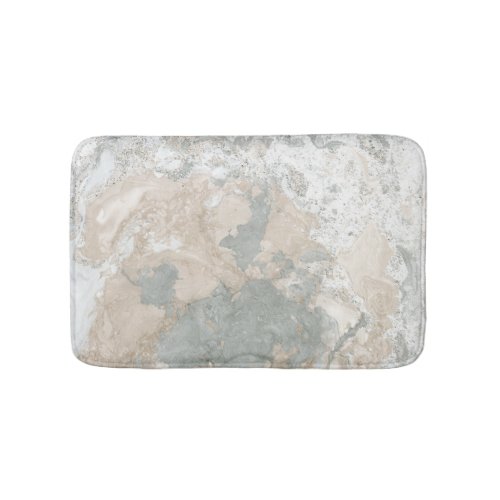 Marble Stone Abstract Creamy Mint Ivory Gray Bathroom Mat