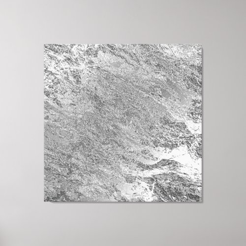 Marble Stone Abstract Gray Silver Metallic Luxury Canvas Print