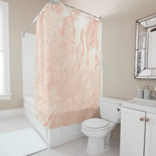 Marble Stone Abstract PastelCoral Rose Pink Copper Shower Curtain