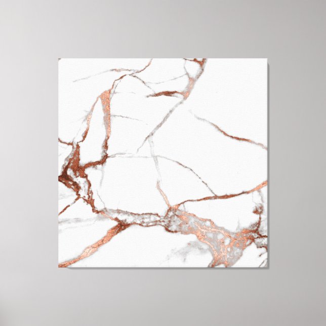Marble Stone Abstract Rose Gold White Gray Copper Canvas Print (Front)