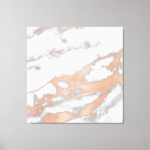 Marble Stone Abstract RoseGold White Gray Carrara Canvas Print