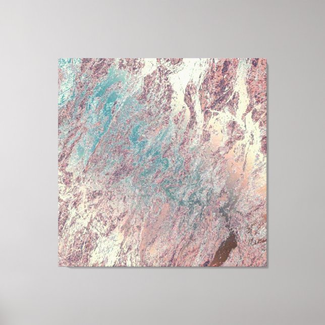 Marble Stone Abstract Teal Aqua Rose Gold Dream Canvas Print (Front)