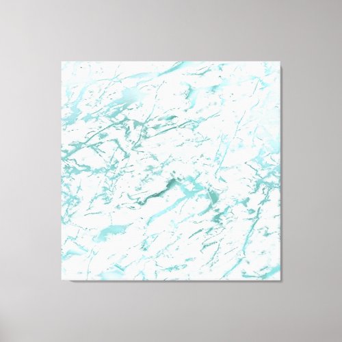 Marble Stone Abstract White Aqua Blue Tiffany Lux Canvas Print