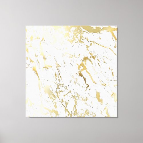 Marble Stone Abstract White Carrara Gold Luxury Canvas Print
