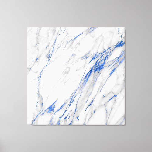 Marble Stone Abstract White Gray Carrara Blue Navy Canvas Print