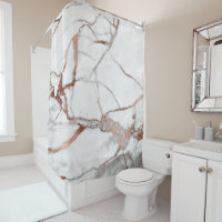 Marble Stone Abstract White Gray Copper Rose Gold