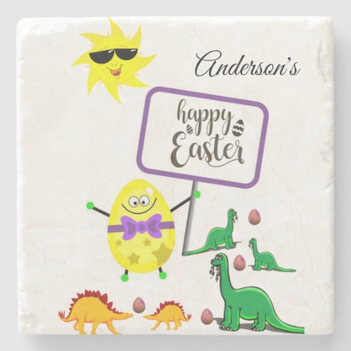 Marble Stone Coaster Easter Dinosaur