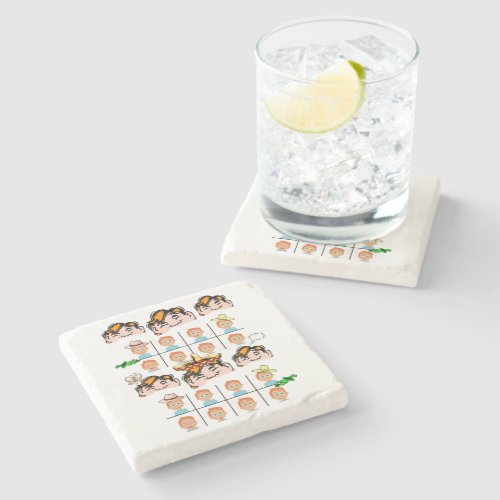 Marble Stone Coaster Faces Expressions