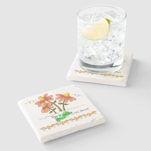 Marble Stone Coaster Frogging Cold Beer Mushroom 