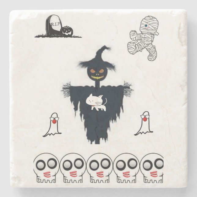 Marble Stone Coaster Halloween (Front)