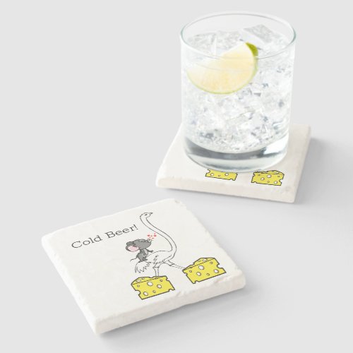 Marble Stone Coaster Mouse Ostrich CheeseCold Beer