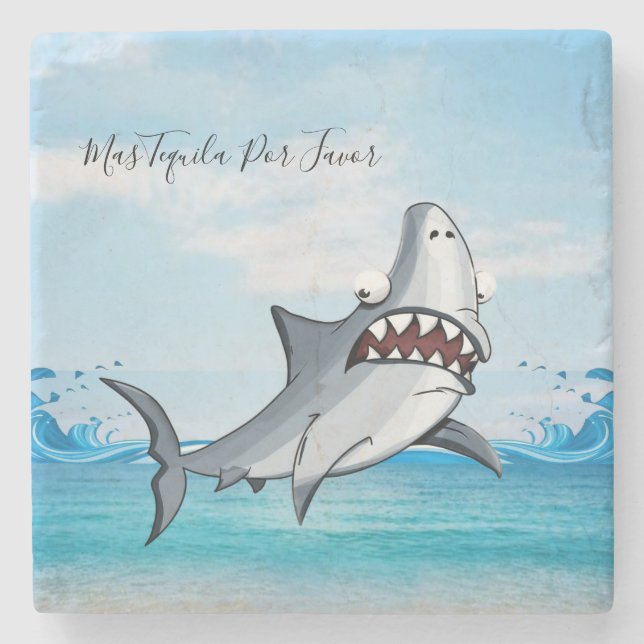 Marble Stone Coaster Ocean Shark (Front)