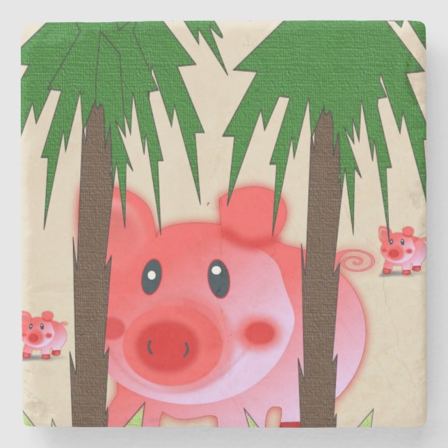Marble Stone Coaster Pig (Front)