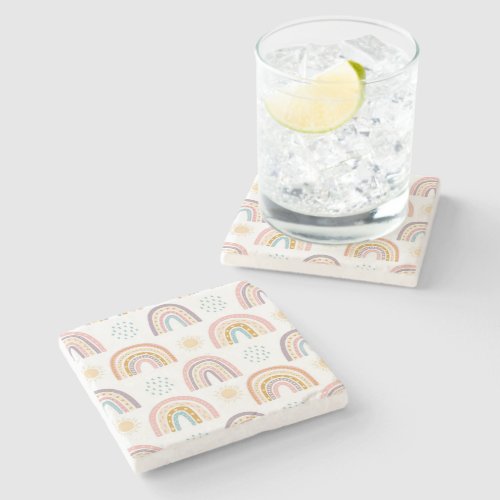 Marble Stone Coaster Rainbow Watercolor