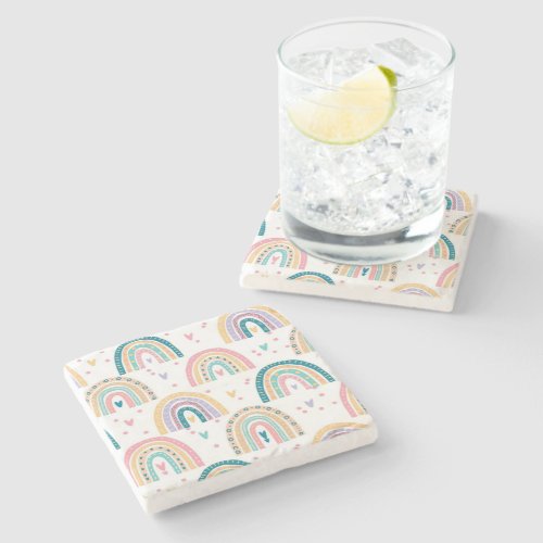 Marble Stone Coaster Rainbow Watercolor