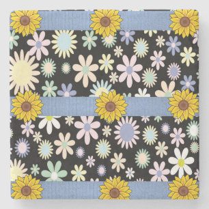 Marble Stone Coaster Sunflower
