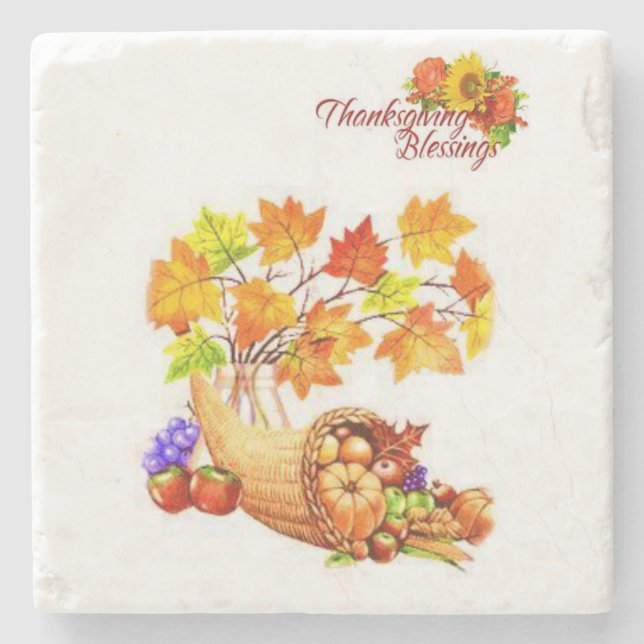Marble Stone Coaster Thanksgiving (Front)
