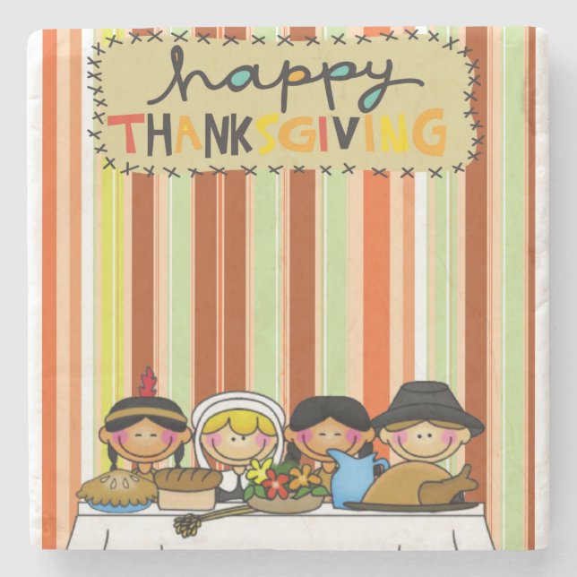 Marble Stone Coaster Thanksgiving (Front)