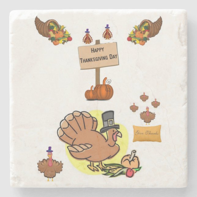 Marble Stone Coaster Thanksgiving (Front)