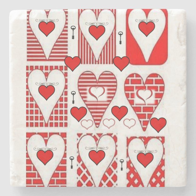 Marble Stone Coaster Valentine's Day (Front)