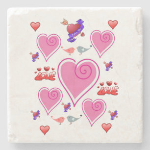 Marble Stone Coaster Valentine's Day