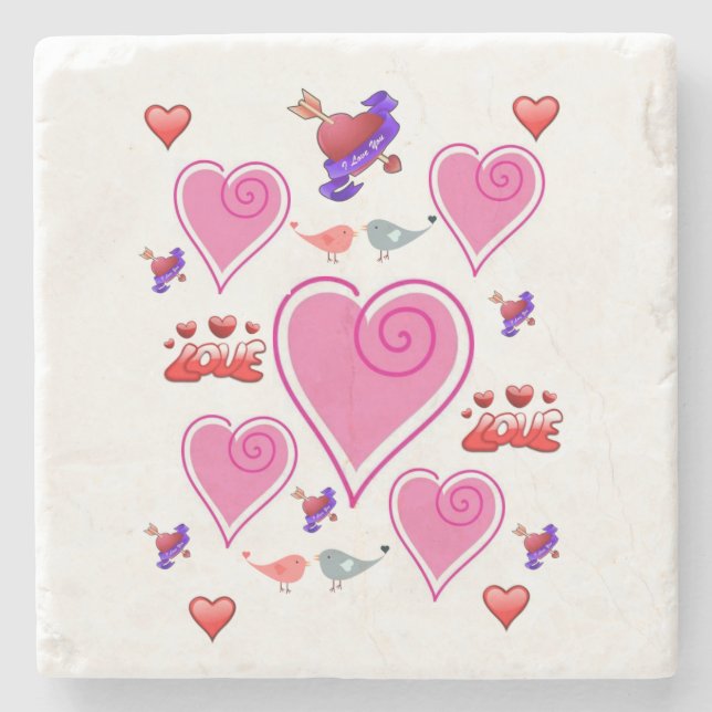 Marble Stone Coaster Valentine's Day (Front)