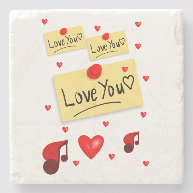 Marble Stone Coaster Valentine's Day (Front)