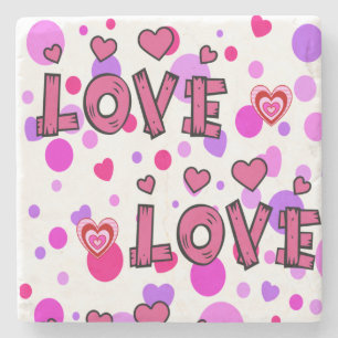 Marble Stone Coaster Valentine's Day