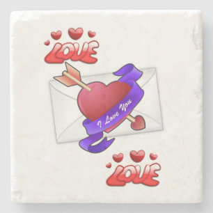 Marble Stone Coaster Valentine's Day