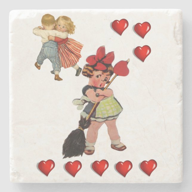 Marble Stone Coaster Valentine's Day (Front)