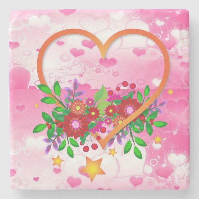 Marble Stone Coaster Valentine's Day (Front)