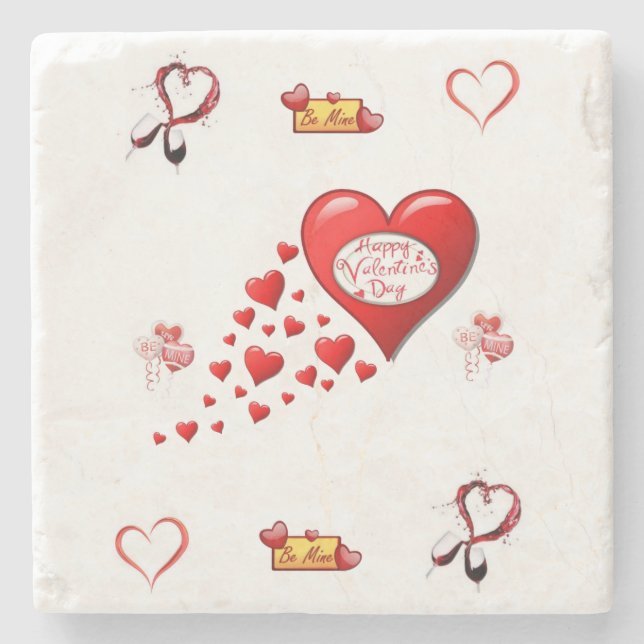 Marble Stone Coaster Valentine's Day (Front)