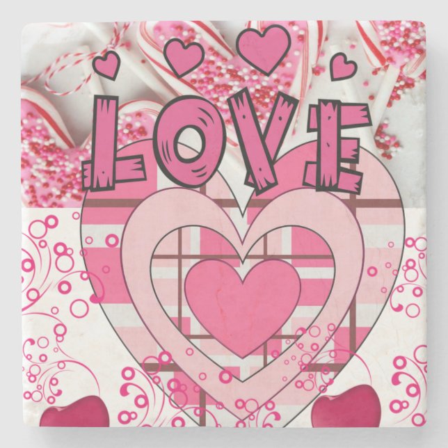 Marble Stone Coaster Valentine's Day (Front)