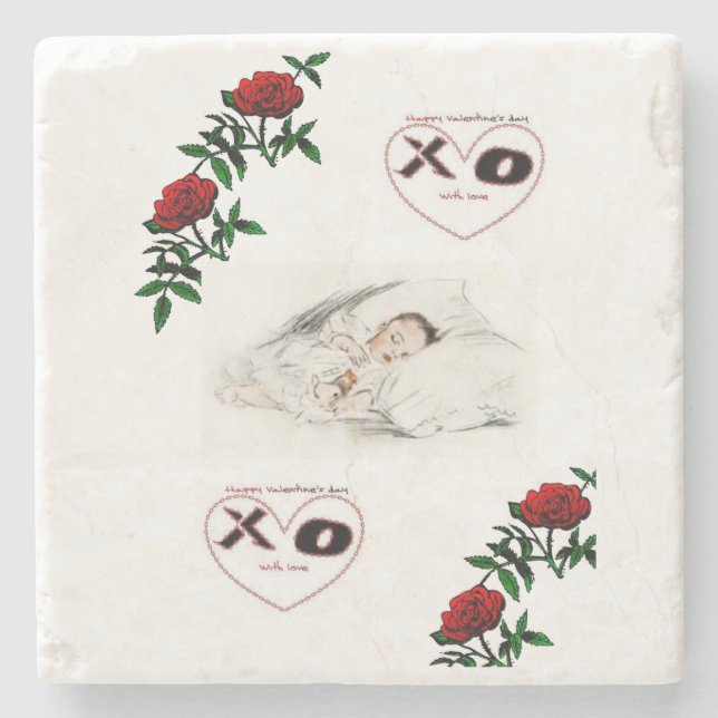 Marble Stone Coaster Valentine's Day (Front)